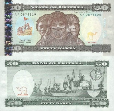 ERITREEA █ bancnota █ 50 Nakfa █ 1997 █ P-5 █ UNC █ necirculata foto