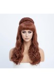 Perrucă SIMKAYLEE roșu cupru retro, voluminoasă, pentru costume, lungă, ondulată, roșu castaniu, cu volum &icirc;nalt, tip stup de albine, pentru femei