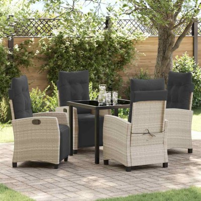 vidaXL Set de masă pentru grădină 5 pcs Gri deschis poliratan 3380457 foto