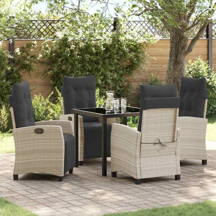 vidaXL Set de masă pentru grădină 5 pcs Gri deschis poliratan 3380457