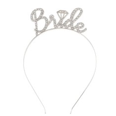 Coronita pentru mireasa, flippy, model bride, cu cristale, marime universala, 12.5 x 14.5 cm, alb