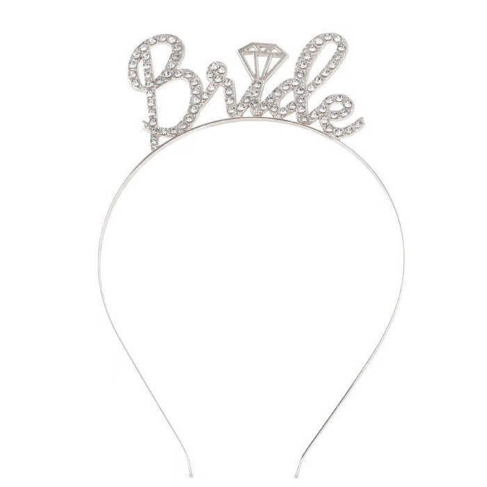 Coronita pentru mireasa, flippy, model bride, cu cristale, marime universala, 12.5 x 14.5 cm, alb