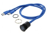 Cablu-adaptor USB 3.0 cu două socluri și două mufe