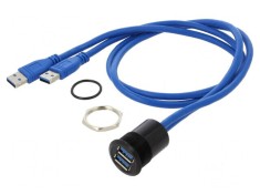 Cablu-adaptor USB 3.0 cu doua socluri ?i doua mufe foto
