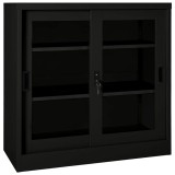 Cumpara ieftin Dulap cu usa glisanta, negru, 90x40x90 cm, otel