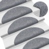 VidaXL Covorașe pentru scări autoadezive, 15 buc., 56x17x3 cm, gri deschis, semirotunde 132693