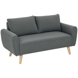 HOMCOM Canapea 2 locuri, canapea din material textil, 2 perne de spate, husa din cord, 145 x 75 x 78 cm, Antracit | Aosom Romania
