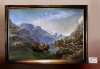 TABLOURI PICTATE MANUAL TABLOU CELEBRU PEISAJ LAC INTRE MUNTI 66X46CM, Peisaje