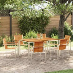 vidaXL Set de masă pentru grădină 7 pcs Lemn masiv de teak 3334824