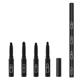 Set Pensule de Machiaj 4in1, Flippy, pentru Fard, Sprancene si Buze, 16 cm, din Plastic, Negru