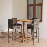 Cumpara ieftin Set mobilier de bar de grădină cu perne, 5 piese, gri
