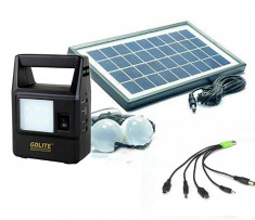 Kit Panou Solar 2 Becuri incarcare telefon USB lanterna lampa GD8030 foto