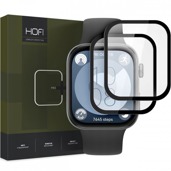 Folie Protectie HOFI Hybrid PRO+ pentru Huawei Watch Fit 4 / Fit 3, Set 2 bucati, Plastic, Neagra