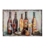 Cumpara ieftin Tablou decorativ metal multicolor Wine 120x6x80 cm