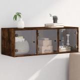 vidaXL Dulap de perete cu uși din sticlă, stejar fumuriu,102x37x35 cm