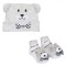 Set Căciulă și șosete, Model Ursuleț 3D, Culoare Gri, Bumbac, 2 Piese