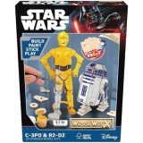 Macheta de asamblat, Star Wars, C-3PO &amp;amp; R2D2, cu 110+ piese din lemn + vopsea, pensula si adeziv inclus