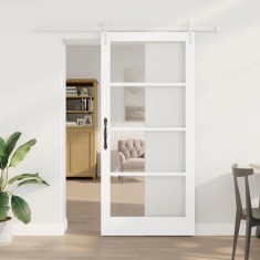 vidaXL Ușă glisantă Manual Alb 93 x 202 cm Lemn și metal