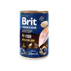 Hrana umeda caini, Brit Premium by Nature, conserva 400 g, toate taliile, adult, carne de peste