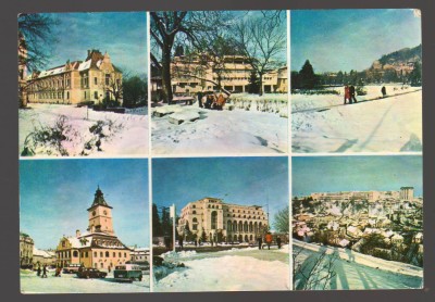 CPIB 23571 CARTE POSTALA - BRASOV: POSTA CENTRALA, CASA STIINTEI SI TEHNICII PENTRU TINERET, CASA SFATULUI, CASA ARMATEI, NECIRCULATA, 1976 foto