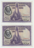 SPANIA -SET 2 x 100 PESETAS 1928 UNC , SERII CONSECUTIVE, B1.47