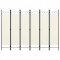 vidaXL Paravan de cameră cu 6 panouri, alb crem, 240 x 180 cm