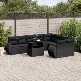 Set canapele de gradina cu perne, 10 piese, negru, poliratan GartenMobel Dekor, vidaXL