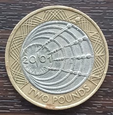 (S) MONEDA ANGLIA - 2 POUNDS 2001, CENTENARUL TELEGRAFULUI MARCONI 1901-2001