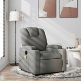 VidaXL Fotoliu de masaj rabatabil, gri &icirc;nchis, material textil