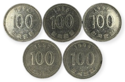 Coreea de Sud , lot 14 - 5 buc x 100 Won 1994 , 1995 , 1996 , 1997 , 1999 foto