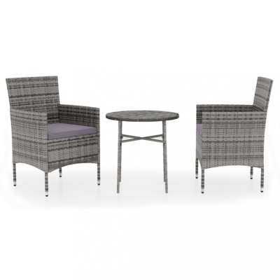 Set mobilier de gradina, 3 piese, gri, poliratan foto