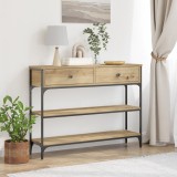 vidaXL Masă consolă, stejar artizanal, 100x25x75 cm, lemn și oțel