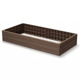 Pat/strat inaltat pentru flori, legume, din plastic, efect lemn, maro, 149.2x75.6x25 cm, Prosperplast GartenVIP DiyLine