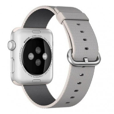 Curea iUni compatibila cu Apple Watch 1/2/3/4/5/6/7, 40mm, Nylon, Woven Strap, White/Gray foto