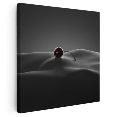Tablou nud femeie cireasa ab, negru 2068 Tablou canvas pe panza CU RAMA 30x30 cm