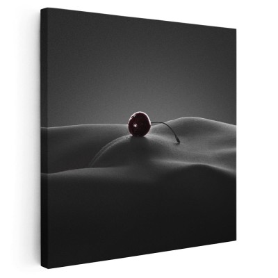 Tablou nud femeie cireasa ab, negru 2068 Tablou canvas pe panza CU RAMA 80x80 cm foto