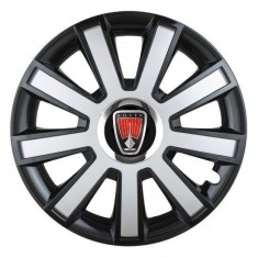 Set 4 capace roti Silver/black cu inel cromat pentru gama auto Rover