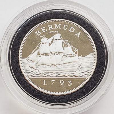 765 Bermuda 2 Dollars 1993 Elizabeth II (Coinage) tiraj 5.000 km 81 Proof argint foto