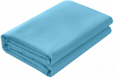 Cearsaf de pat cu elastic din bumbac ranforce 100%, densitate 120 g/mp, Bleu, 90/200cm foto