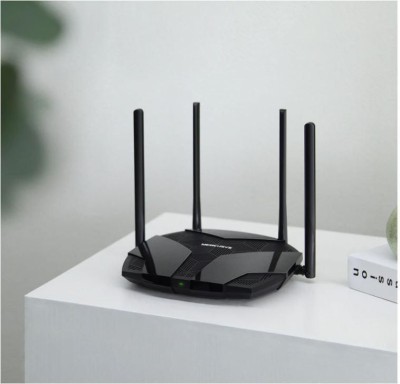 Router Wireless Gigabit MERCUSYS MR80X AX3000, WI-Fi 6, Dual-Band 574 + 2402 Mbps, negru SafetyGuard Surveillance foto