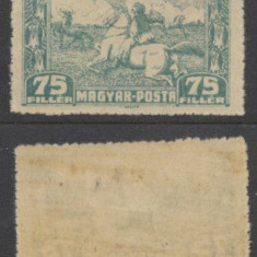 Romania 1919 ocupatia in Ungaria eseu rar Debretin II 75 filler dantelat MNH