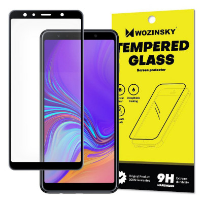 Folie Protectie Ecran WZK pentru Samsung Galaxy A7 (2018) A750, Sticla securizata, Full Face, Full Glue, Neagra foto