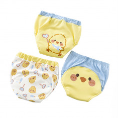 Set 3 chiloti de trecere la olita pentru copii, bumbac, albastru/galben, 10 - 15 kg