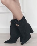 Cizme scurte dama negru cu toc gros 2911A 19