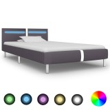 Cumpara ieftin Cadru de pat cu LED, gri, 90 x 200 cm, piele artificiala