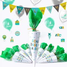 Set decoratiuni pentru inceperea scolii ANYUNKEY, latex, multicolor, 57 piese