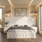 Pat Tapitat Iris Alb Cu Extensii Si Noptiere Tapitate Transport rapid