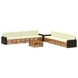 vidaXL Set de canapele de exterior 9 pcs Natural și Crem Poliester 3383183