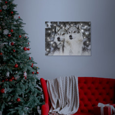 Tablou decorativ LED, cu lupi - 40 x 30 cm foto