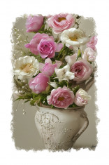 Sticker decorativ, Vaza cu flori, Crem, 85 cm, 9248ST foto